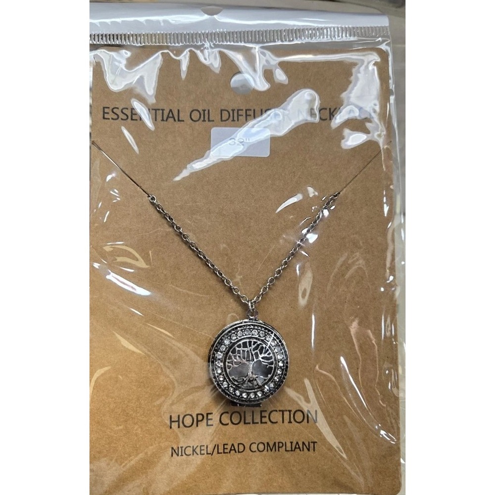 Tree of Life Essential Oil Diffuser Locket Necklace 32in Hope Collection